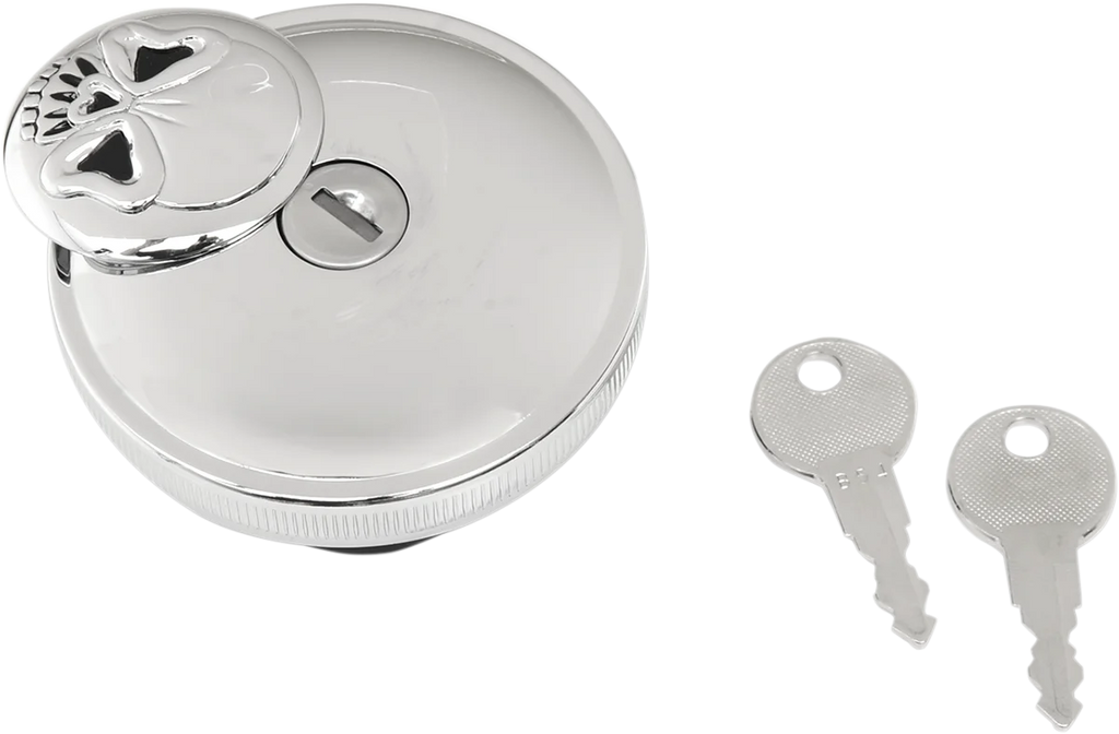 Locking Gas Cap - Skull - Vented - Chrome DragSpecialties 03-0320AS-A - Side View