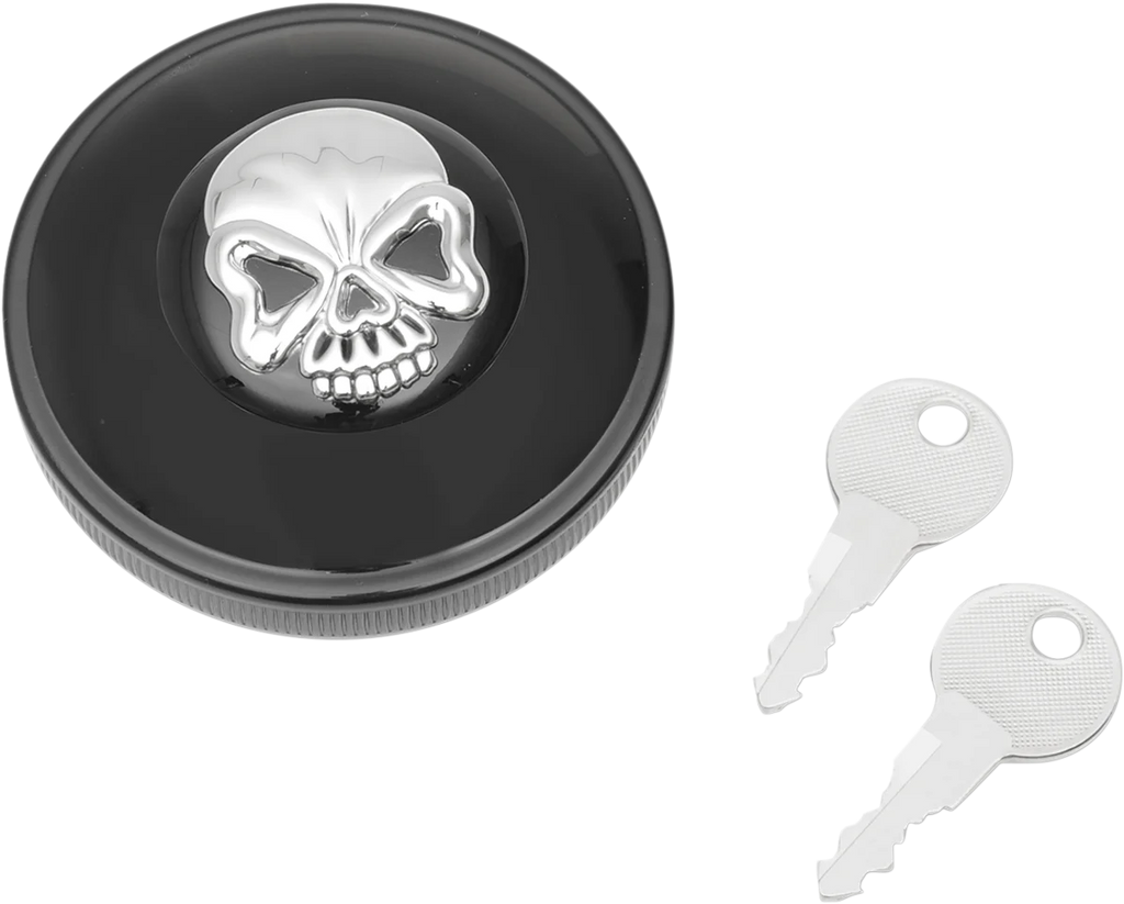 Locking Gas Cap - Skull - Vented - Gloss Black DragSpecialties 03-0320ABS-A - Main Product View
