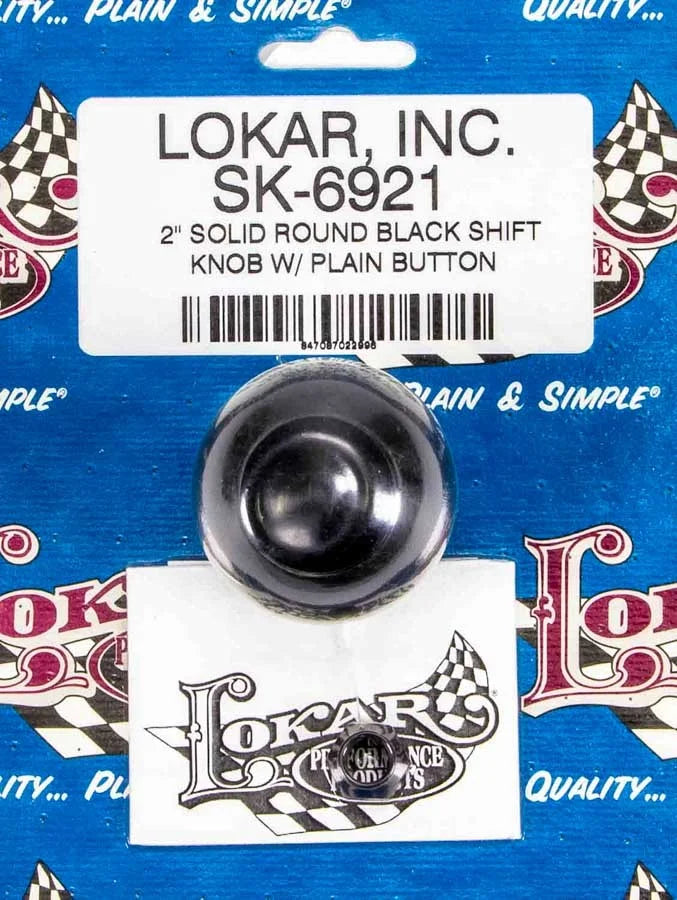 Lokar 2in Shift Knob Solid Round Black w/Button