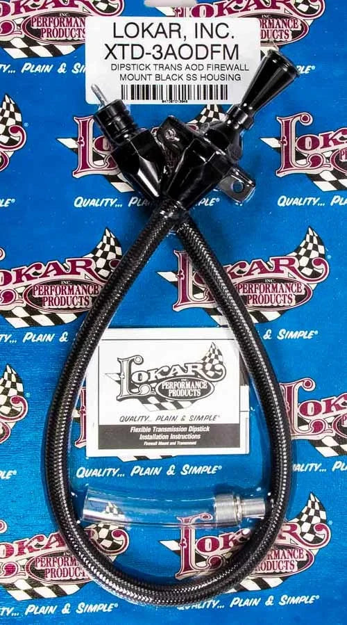 Lokar Black Dipstick Ford AOD Trans Firewall Mount