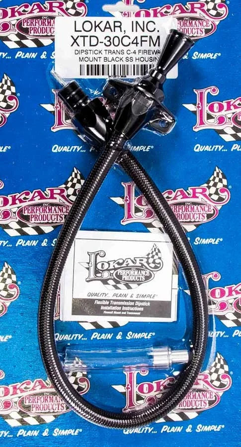 Lokar Black Dipstick Ford C4 Trans Firewall Mount