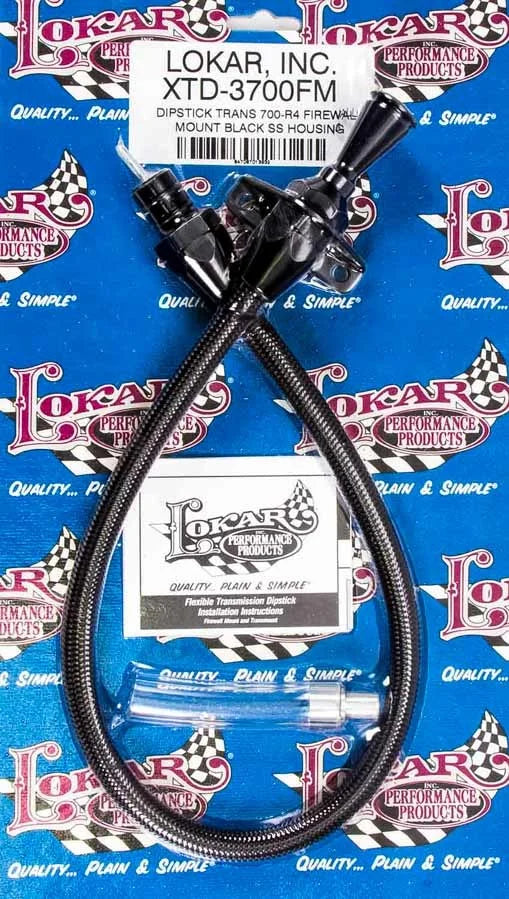 Lokar Black Trans Dipstick GM 700R4 Firewall Mount