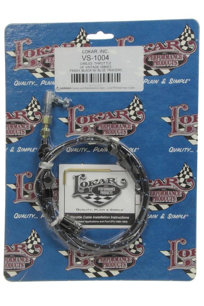 Lokar VS Throttle Cable Black Black Wrap w/ Blue Trace