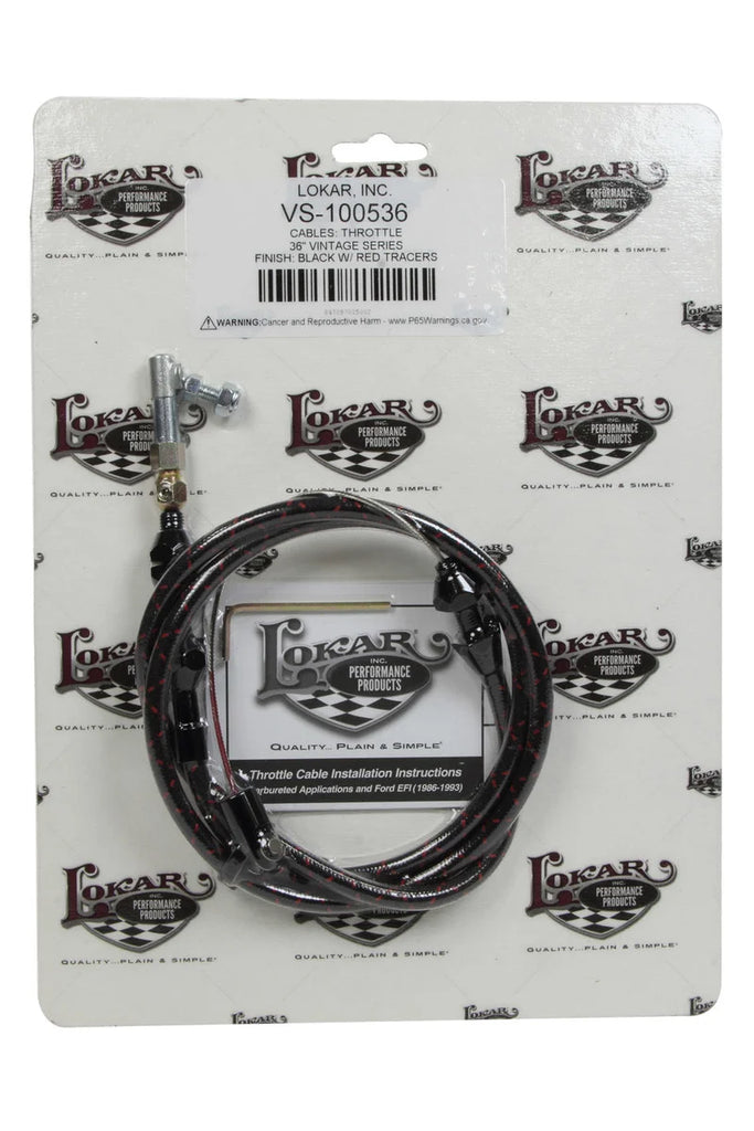 Lokar VS Throttle Cable Black Black Wrap w/ Red Tracer