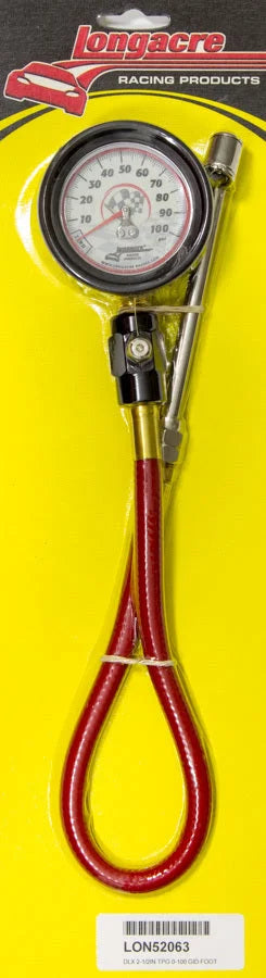 Longacre Tire Gauge 0-100PSI 2.5 in GID Deluxe Foot Valve 52-52063