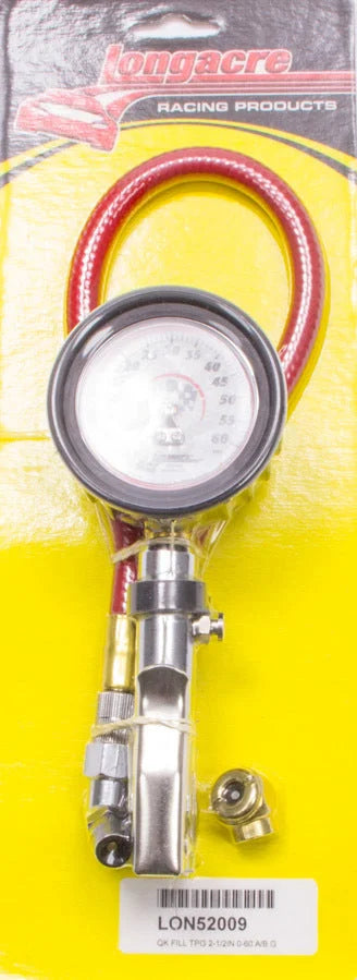 Longacre Tire Gauge 0-60PSI 2.5in GID Quick Fill Deluxe 52-52009