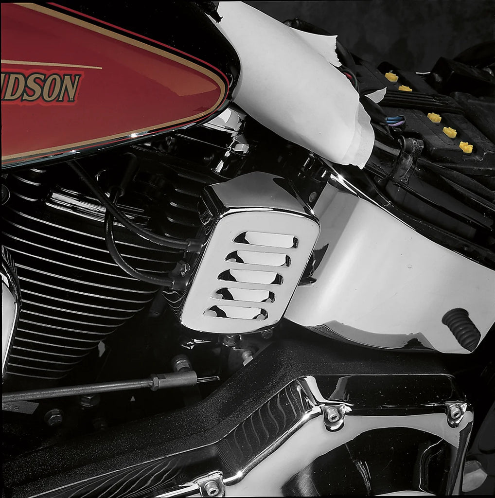 Louvered Coil Cover - Chrome - Harley Davidson DragSpecialties 13005 - Back View
