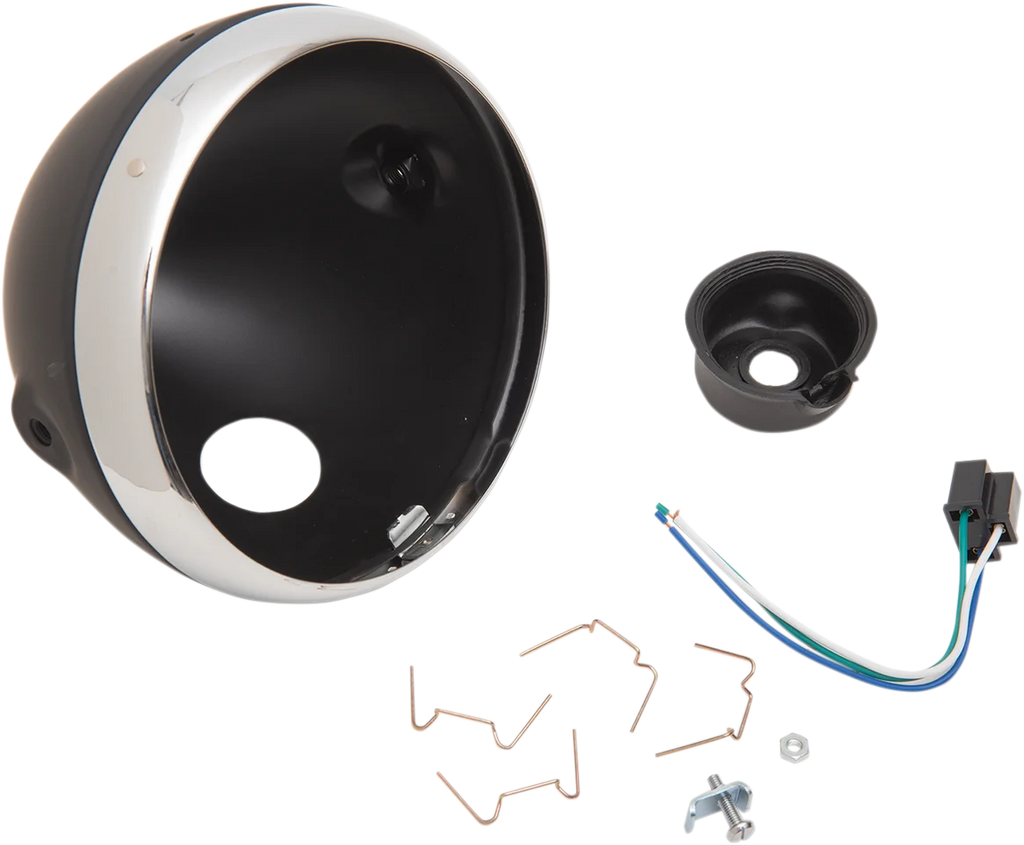 Lucas Style Headlight Shell - 7" - Black - Main Product View