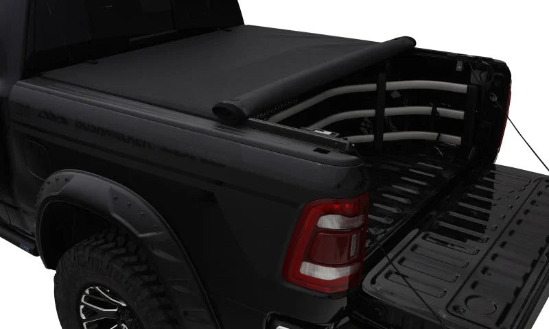 Lund 02-17 Dodge Ram 1500 (5.5ft. Bed) Genesis Elite Roll Up Tonneau Cover - Black - Back View