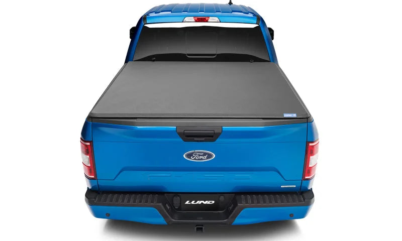 Lund 04-14 Ford F-150 (5.5ft. Bed) Genesis Elite Tri-Fold Tonneau Cover - Black - Back View