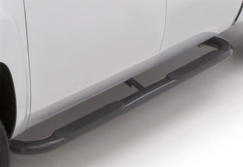 Lund 05-17 Toyota Tacoma Access Cab 4in. Oval Curved Steel Nerf Bars - Black - Detail View