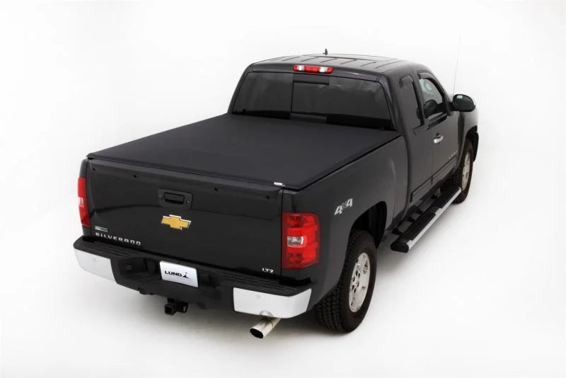 Lund 07-13 Chevy Silverado 1500 (6.5ft. Bed) Genesis Elite Tri-Fold Tonneau Cover - Black - Side View