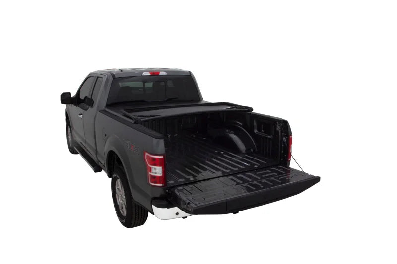 Lund 07-13 Chevy Silverado 1500 (6.5ft. Bed) Genesis Tri-Fold Tonneau Cover - Black - Side View