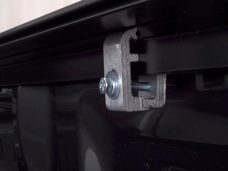 Lund 07-17 Chevy Silverado 1500 (8ft. Bed) Genesis Elite Roll Up Tonneau Cover - Black - Back View