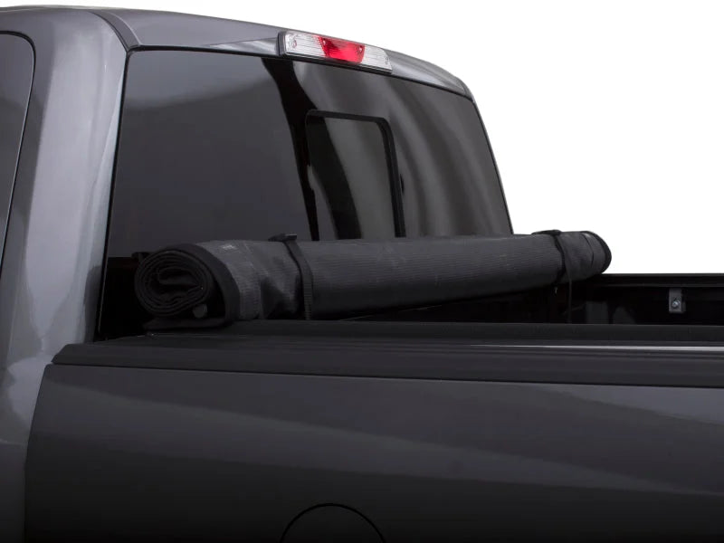 Lund 07-17 Chevy Silverado 1500 (8ft. Bed) Genesis Elite Roll Up Tonneau Cover - Black - Installation View