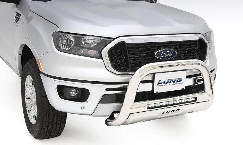 Lund 07-17 Chevy Silverado 1500 Bull Bar w/Light & Wiring - Polished - Side View