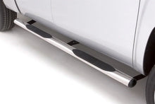 Load image into Gallery viewer, Lund 07-17 Chevy Silverado 1500 Crew Cab 4in. Oval Straight SS Nerf Bars - Polished - Side View