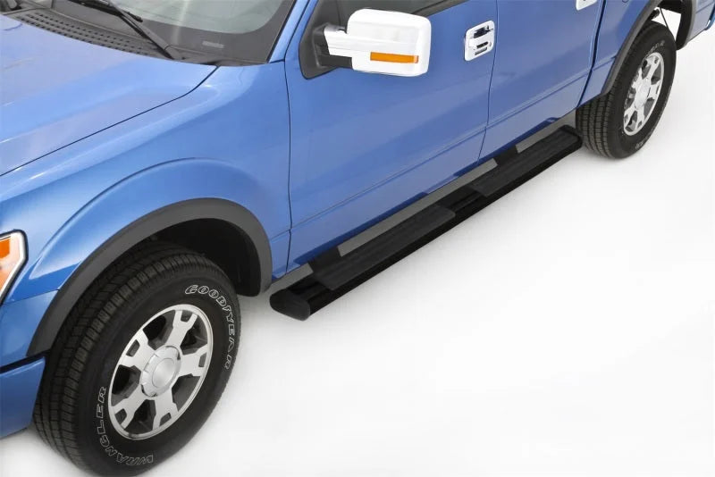 Lund 07-17 Chevy Silverado 1500 Crew Cab 6in. Oval Straight Black Nerf Bars - Black - Side View