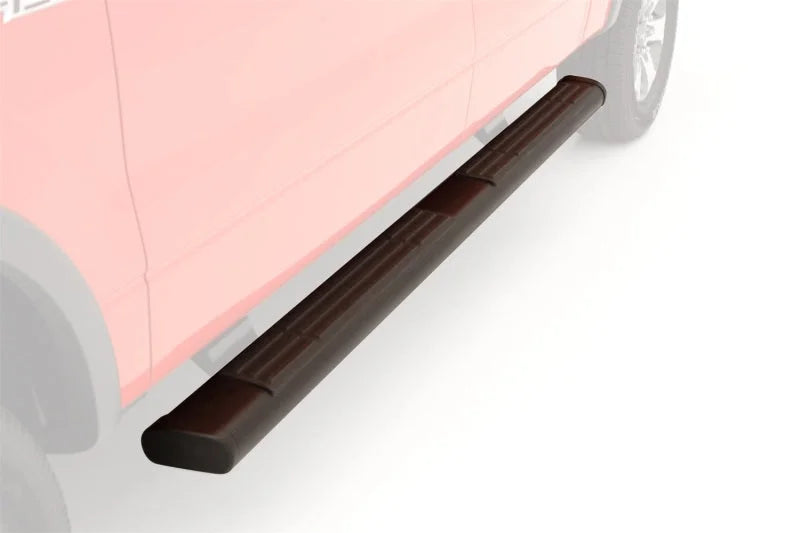 Lund 07-17 Chevy Silverado 1500 Ext. Cab 6in. Oval Straight Black Nerf Bars - Black - Side View