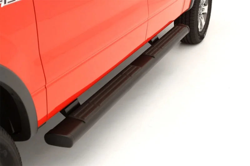 Lund 07-17 Chevy Silverado 1500 Ext. Cab 6in. Oval Straight Black Nerf Bars - Black - Back View