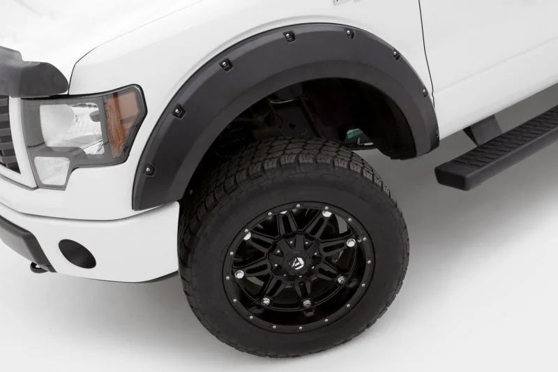 Lund 09-14 Ford F-150 (Excl Raptor) RX-Rivet Style Smooth Elite Series Fender Flares - Black (4 Pc.) - Back View