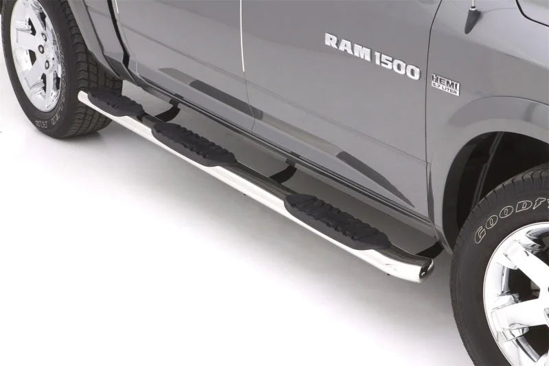 Lund 09-17 Dodge Ram 1500 Crew Cab (5.5ft. Bed) 5in. Oval WTW SS Nerf Bars - Polished - Back View