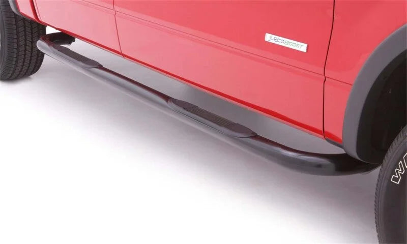 Lund 09-17 Dodge Ram 1500 Quad Cab 3in. Round Bent Steel Nerf Bars - Black - Side View