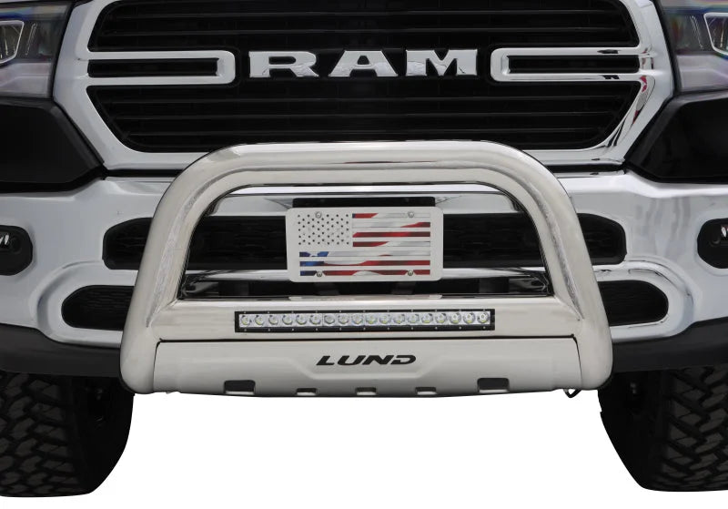Lund 10-17 Dodge Ram 2500 Bull Bar w/Light & Wiring - Polished - Side View