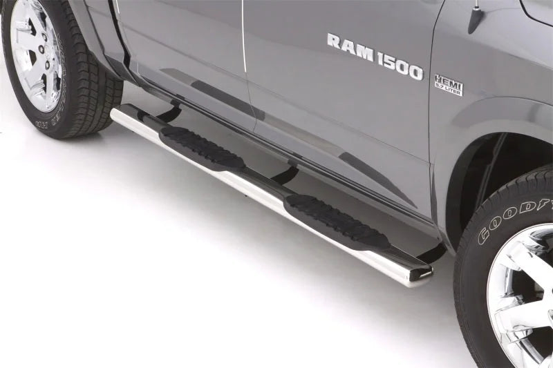 Lund 10-17 Dodge Ram 2500 Crew Cab 5in. Oval Straight SS Nerf Bars - Polished - Installation View