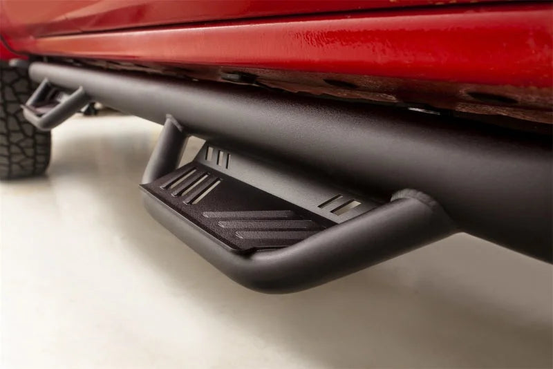 Lund 16-17 Nissan Titan XD Crew Cab Terrain HX Step Nerf Bars - Black - Back View