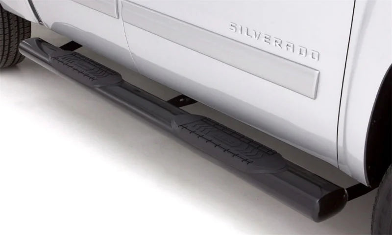 Lund 2019 Chevy Silverado 1500 Crew Cab 6in. Oval Straight Steel Nerf Bars - Black - Side View