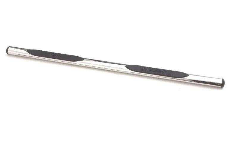 Lund 2019 Chevy Silverado 1500 Double Cab 4In Oval Straight SS Nerf Bars - Polished Stainless - Side View