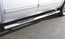Load image into Gallery viewer, Lund 2019 Chevy Silverado 1500 Double Cab 4In Oval Straight SS Nerf Bars - Polished Stainless - Back View