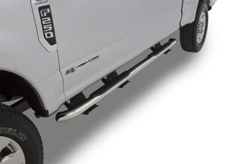 Lund 2019 Ford Ranger 3in. Round Bent SS Nerf Bars - Polished - Detail View
