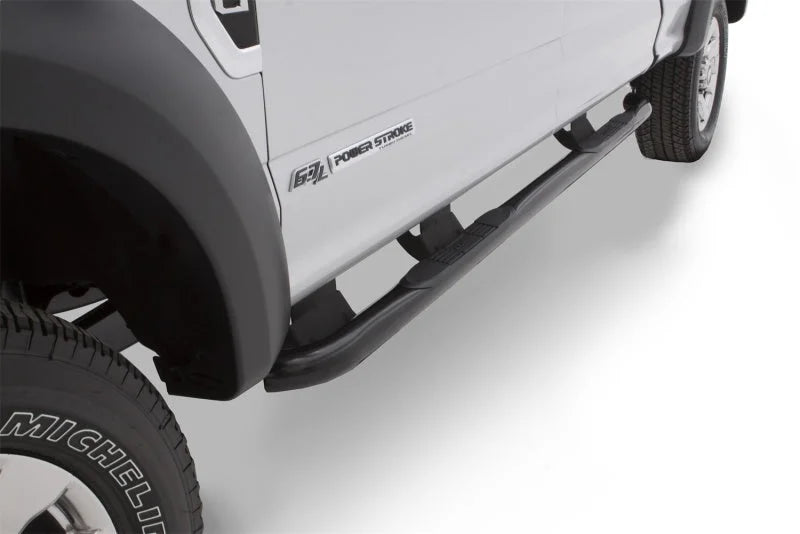 Lund 2019 Ford Ranger 3in. Round Bent Steel Nerf Bars - Polished - Back View