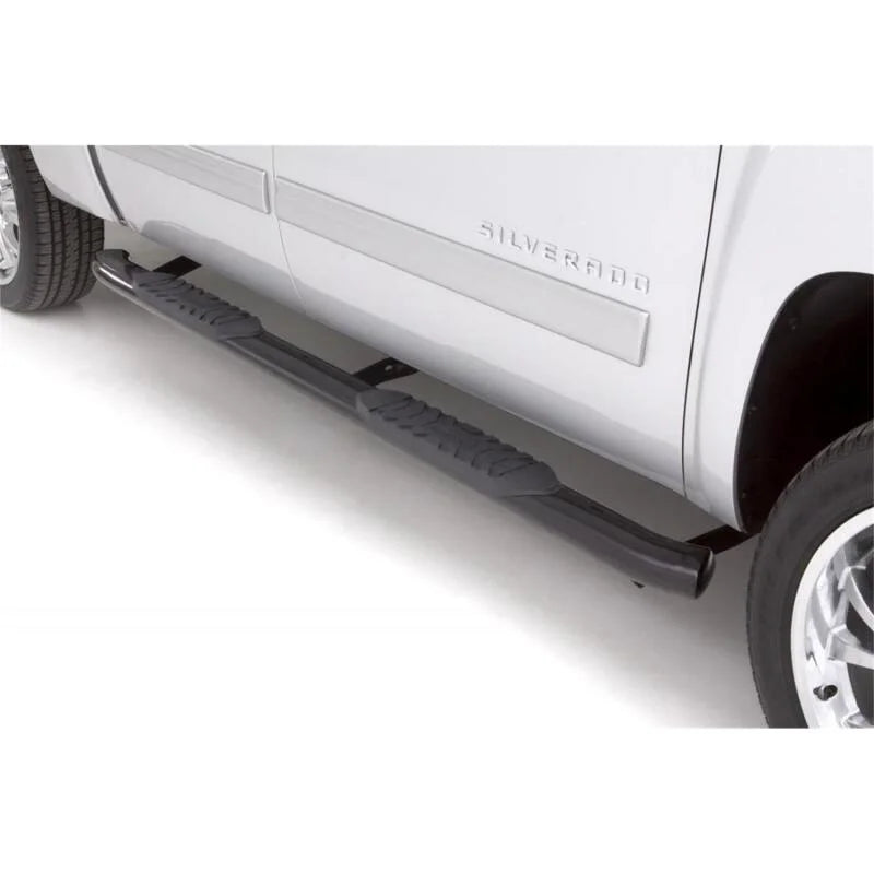 Lund 2019 Ford Ranger 5in. Oval Curved Steel Nerf Bars - Black - Side View