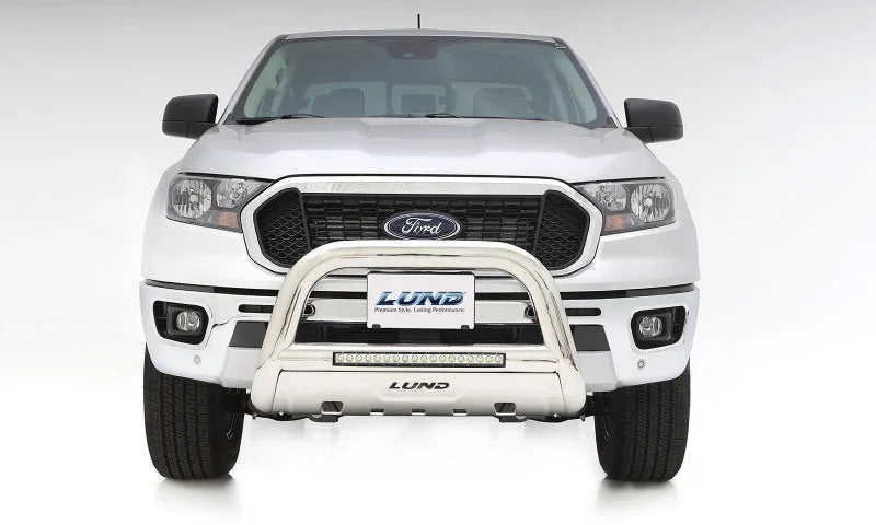 Lund 2019 Ford Ranger Bull Bar w/Light & Wiring - Polished Stainless - Back View