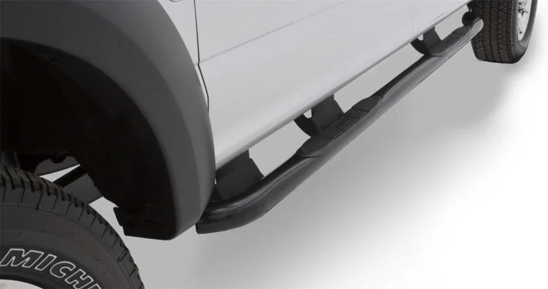 Lund 2019 RAM 1500 Crew Cab 3in. Round Bent Steel Nerf Bars - Black - Back View