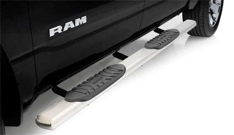 Lund 2019 RAM 1500 Ext. Cab 5in. Oval Straight SS Nerf Bars - Polished - Back View