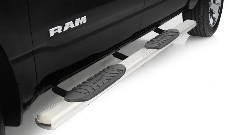 Lund 2019 Ram 1500 Crew Cab 5in Oval Straight SS Nerf Bars - Polished - Back View
