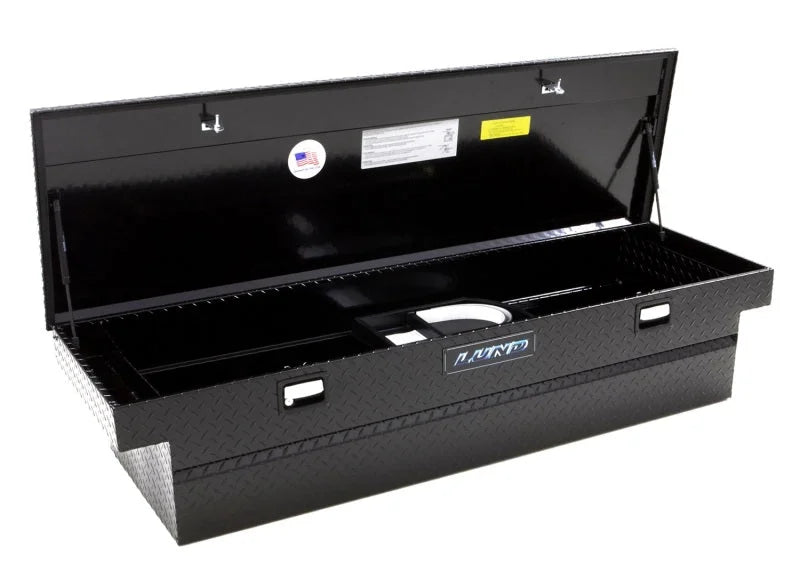Lund 67-99 Chevy CK Ultima Single Lid Crossover Tool Box - Black - Side View