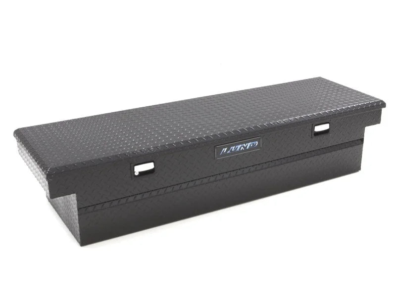 Lund 67-99 Chevy CK Ultima Single Lid Crossover Tool Box - Black - Back View
