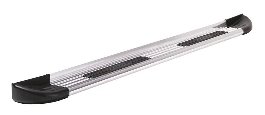 Lund 00-14 GMC Yukon (80in w/o Fender Flares) TrailRunner Extruded Multi-Fit Running Boards - Brite - Side View