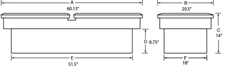 Lund 82-05 Chevy S10 (Long Bed) Ultima Dual Lid Gull Wing Crossover Tool Box - Brite - Side View