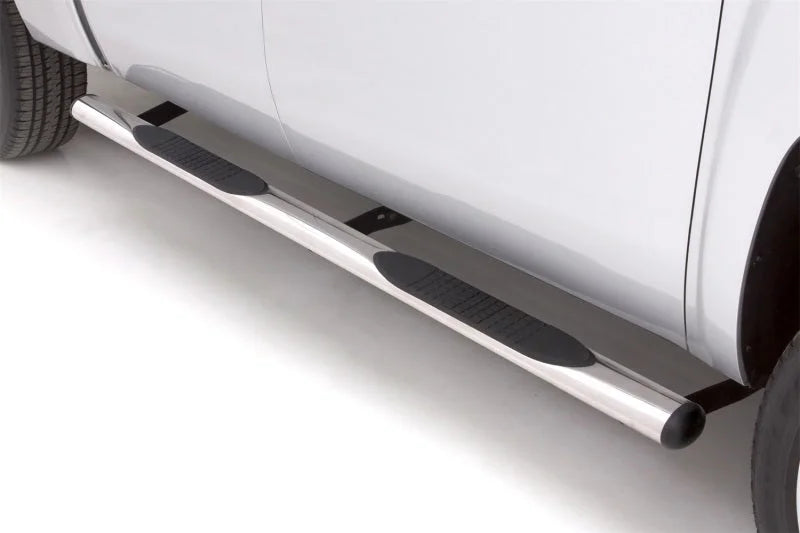Lund 99-13 Chevy Silverado 1500 Ext. Cab 4in. Oval Straight SS Nerf Bars - Polished - Side View
