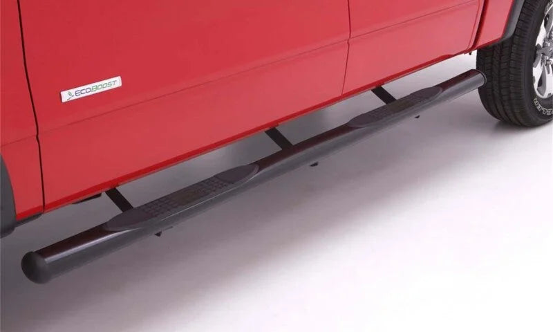 Lund 99-13 Chevy Silverado 1500 Ext. Cab 4in. Oval Straight Steel Nerf Bars - Black - Side View