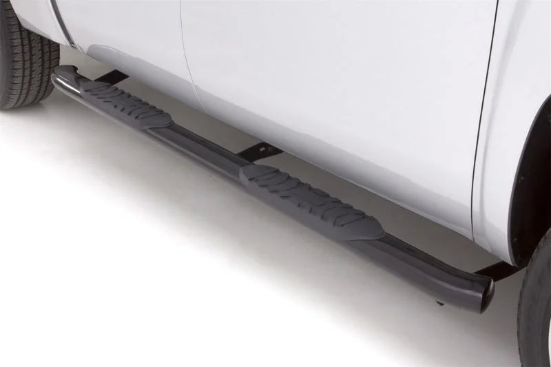 Lund 99-16 Ford F-250 Super Duty Crewcab 5in. Oval Curved Steel Nerf Bars - Black - Side View