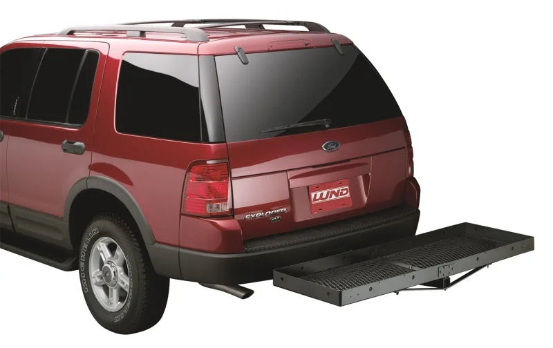 Lund Universal 20in X 60in Basic Cargo Carrier For 2in Hitches - Black - Back View