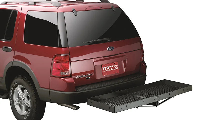 Lund Universal 20in X 60in Basic Cargo Carrier For 2in Hitches - Black - Installation View