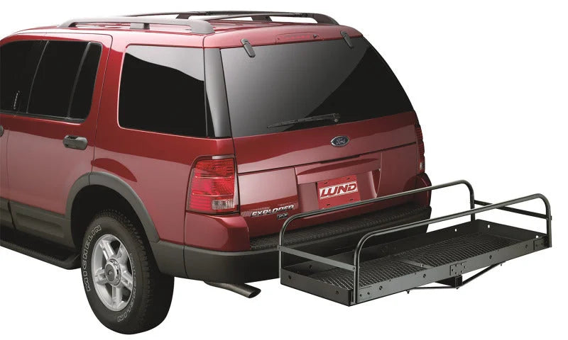 Lund Universal Sidebar Attachment 20x60 Nonfolding Steel Carrier - Black - Detail View